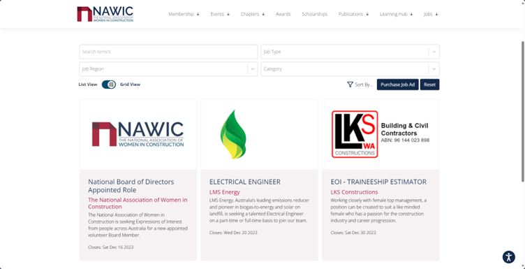 NAWIC web screenshot