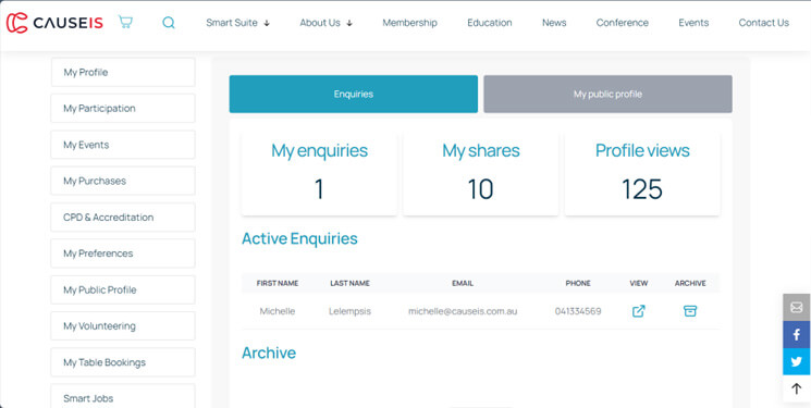 screenshot of Causeis Launchpad dashboard