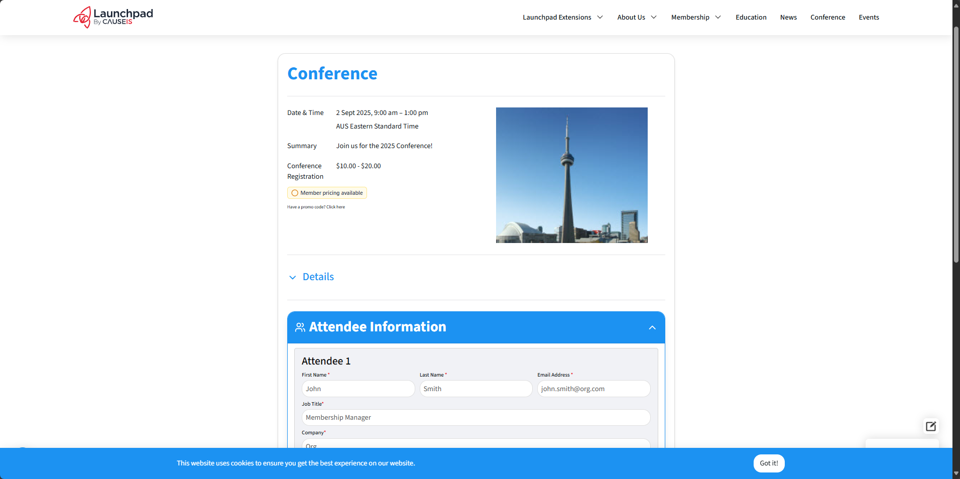 screenshot of Causeis launchpad